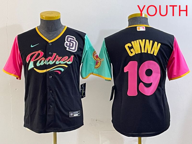 Youth San Diego Padres #19 Gwynn Black City Edition Game 2025 Nike MLB Jersey style 3